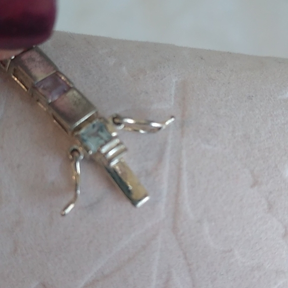 Sterling Silver Multicolor Stones Rainbow Pride Tennis Bracelet DJB 925 - Picture 6 of 9